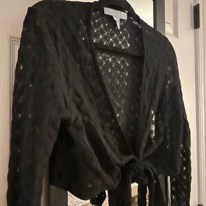 Hill House Black Raschel Knit Ballet Wrap Sweater